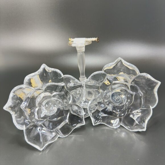 Vintage Large Clear Resin Rose Flower Drapery Curtain Scarf Holdbacks Stems Set3 - Picture 11 of 12